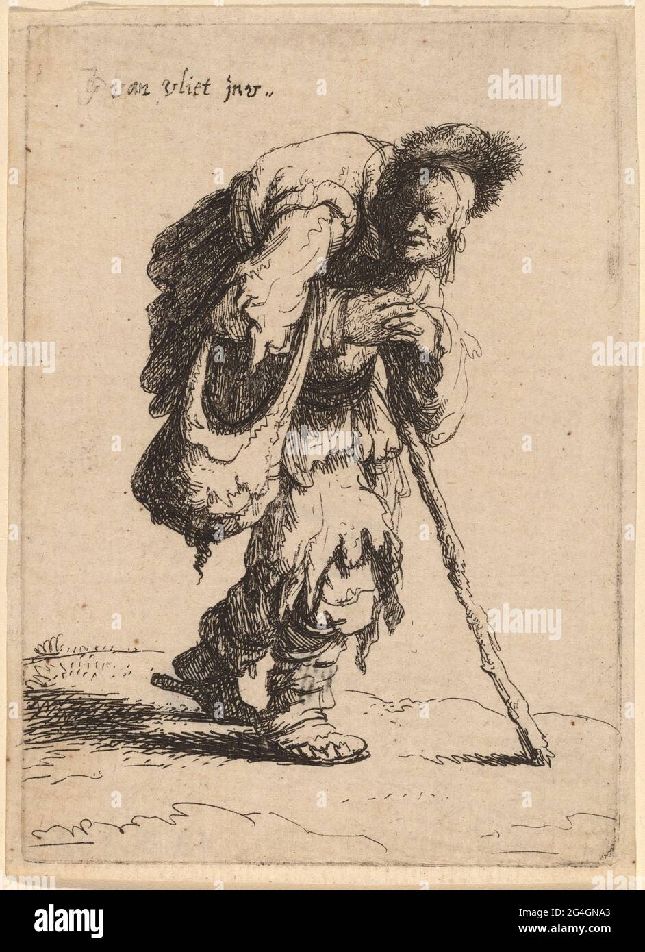 Mendiant portant une femme sur son dos, 1632. Banque D'Images