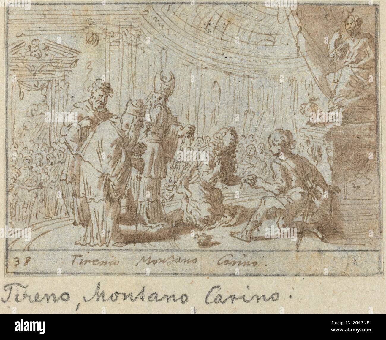 Tirenio, Montano et Carino, 1640. Banque D'Images