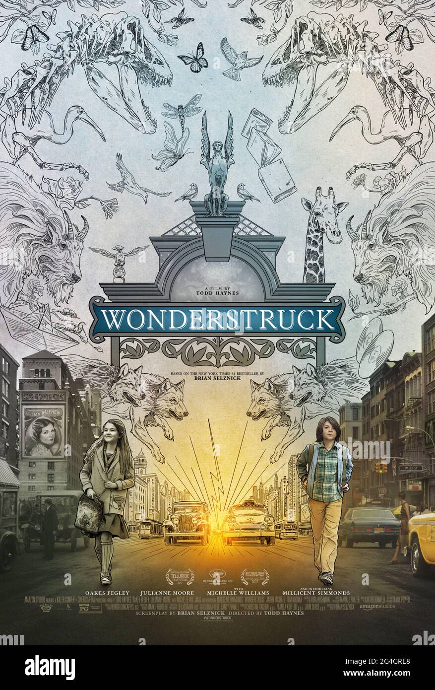 Wonderrock (2017) dirigé par Todd Haynes et mettant en vedette Oakes Fegley, Julianne Moore et Michelle Williams. Deux histoires magiques sur les enfants sourds séparés par 50 ans entrelacement basé sur un livre de Brian Selznick. Banque D'Images