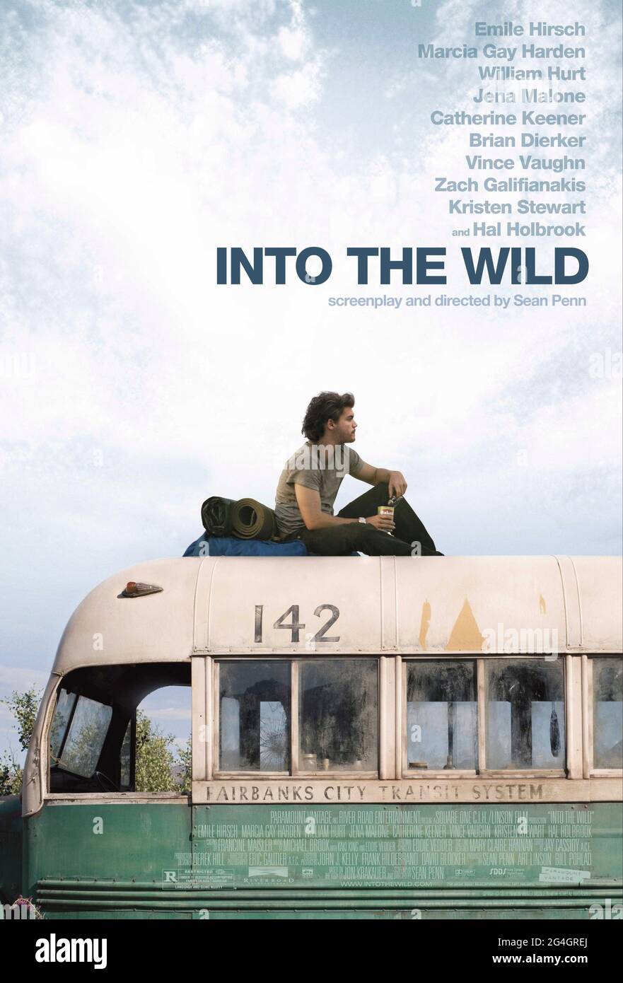 Into the Wild (2007) dirigé par Sean Penn et avec Emile Hirsch, Vince Vaughn et Catherine keener. La vraie histoire de Christopher McCandless qui se perd dans le désert et garde un journal d'enregistrement de son voyage et de la mort éventuelle. Banque D'Images