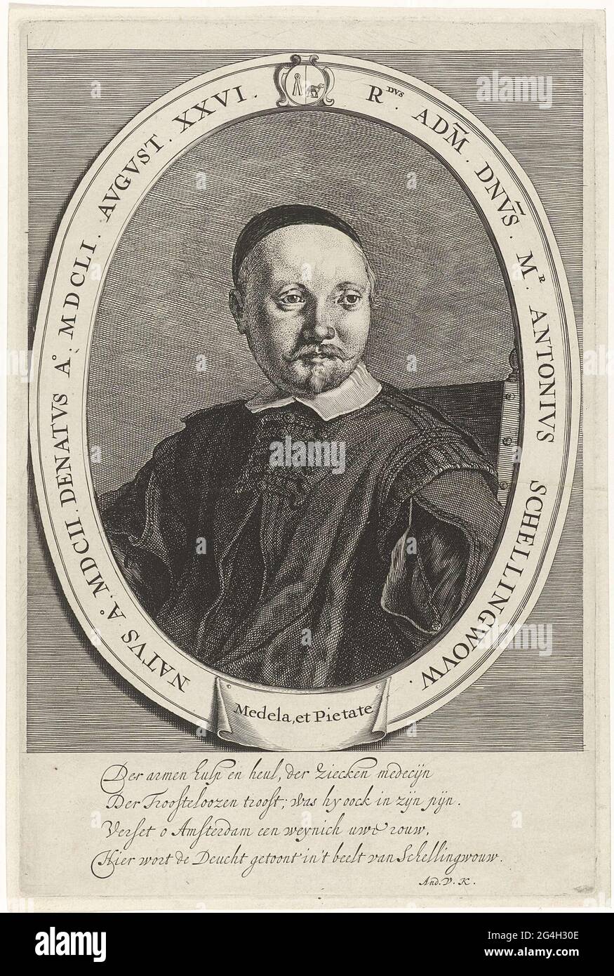 . Portrait du médecin et prêtre Antonius Schellingwou. Banque D'Images