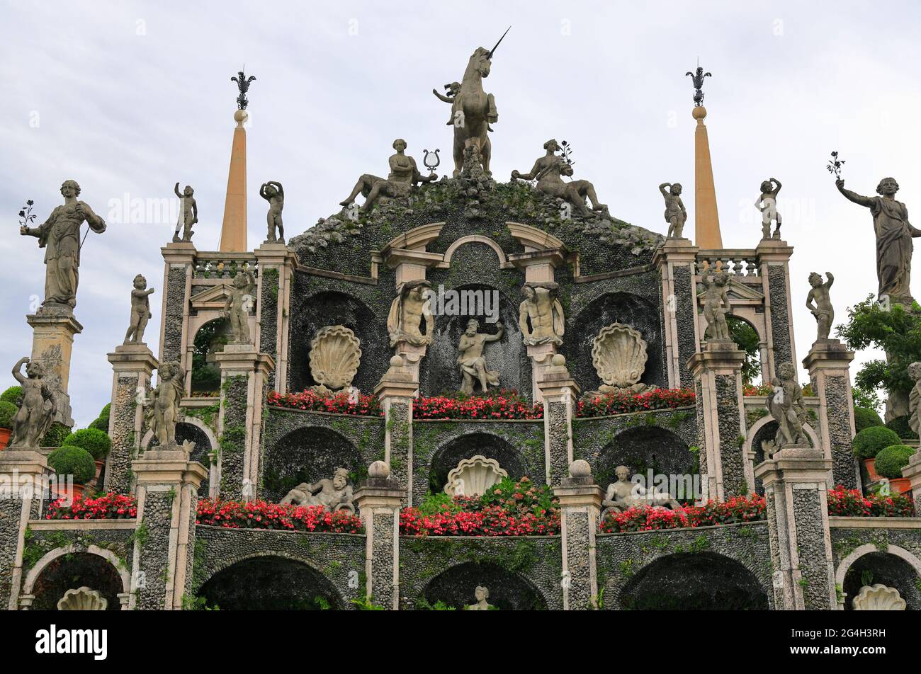 Les jardins de l'Isola Bella (belle île). Lac majeur, Italie, Europe. Banque D'Images