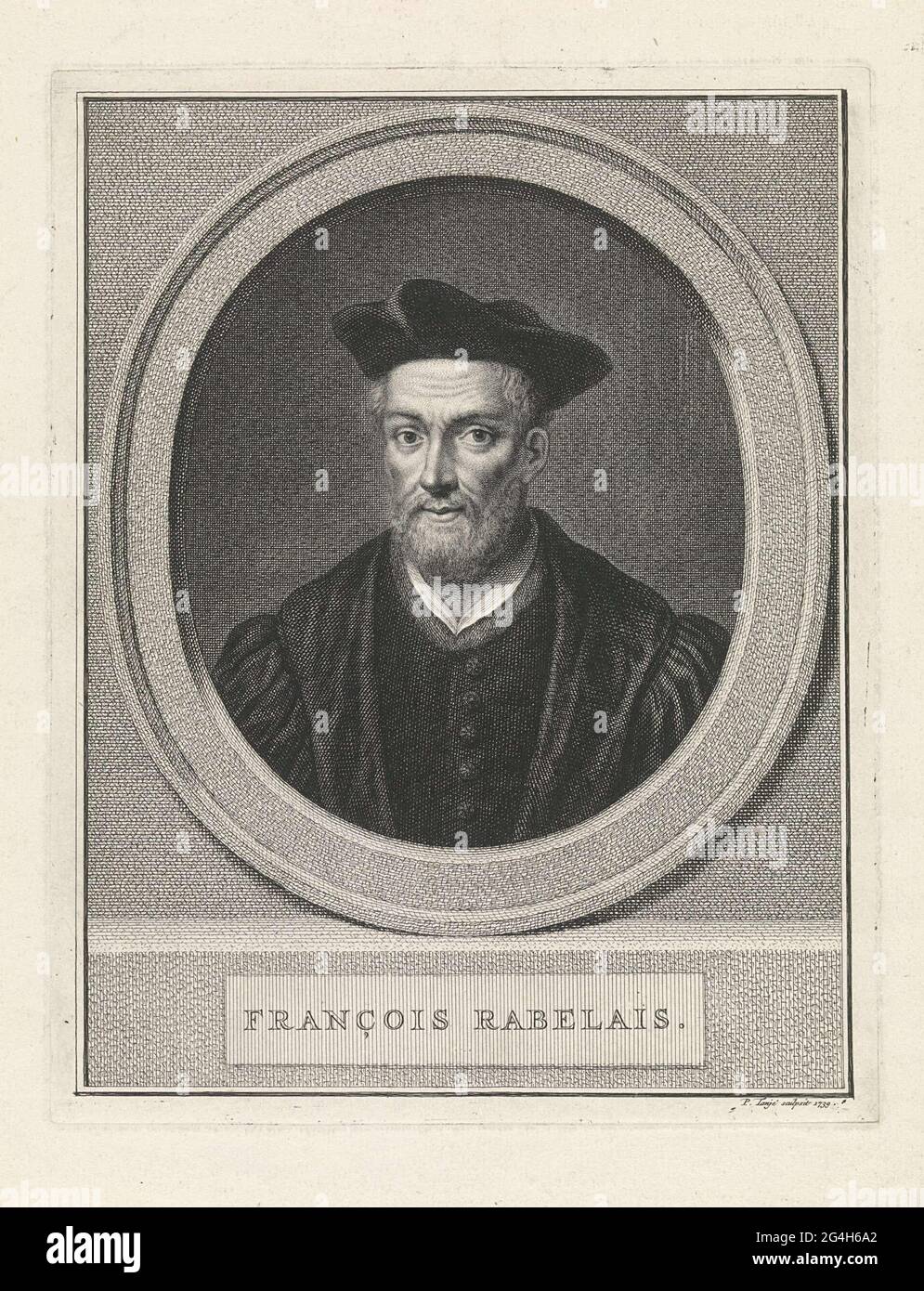 . Portrait de François Rabelais, médecin, écrivain et humaniste français, avec un béret sur la tête. Banque D'Images