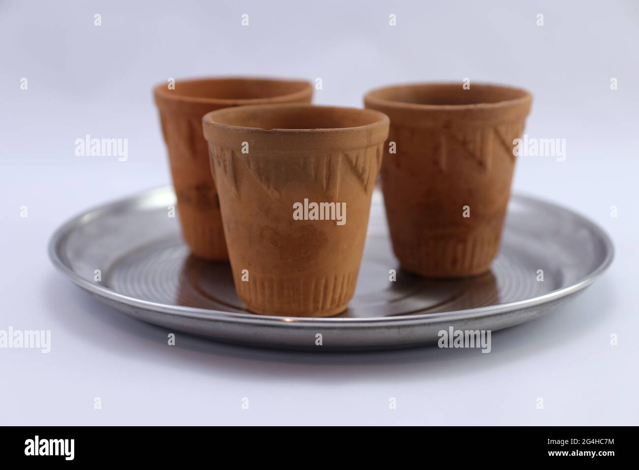 Tasse en céramique pour café ou thé.Cuisine de rue en Inde.Jaipur, Rajasthan. Banque D'Images