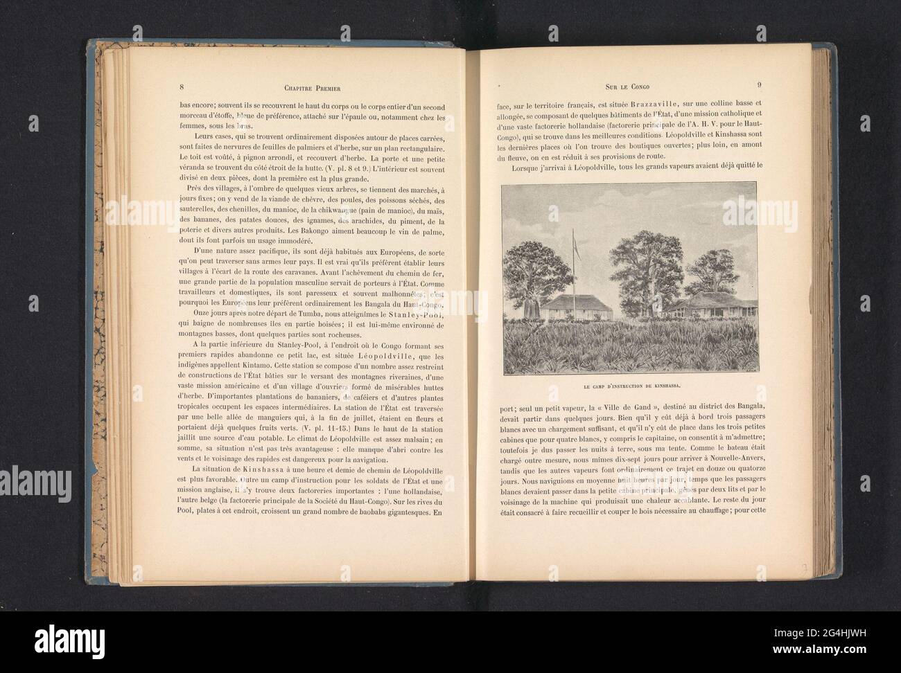 Production photo d'un dessin représentant un camp d'instruction militaire à Kinshasa; le Camp d'instruction de Kinshasa. . Banque D'Images