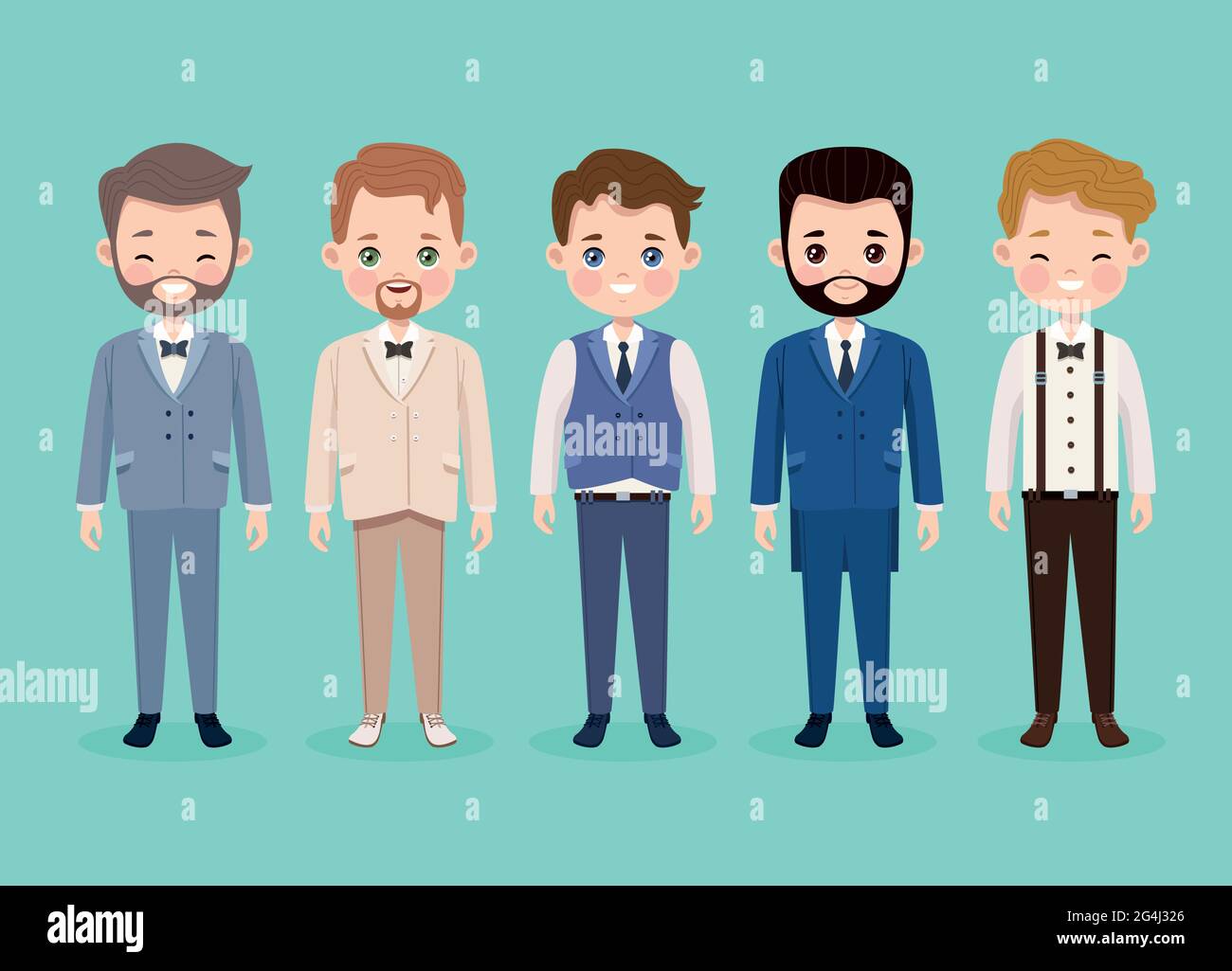 cinq personnages de houssband Illustration de Vecteur