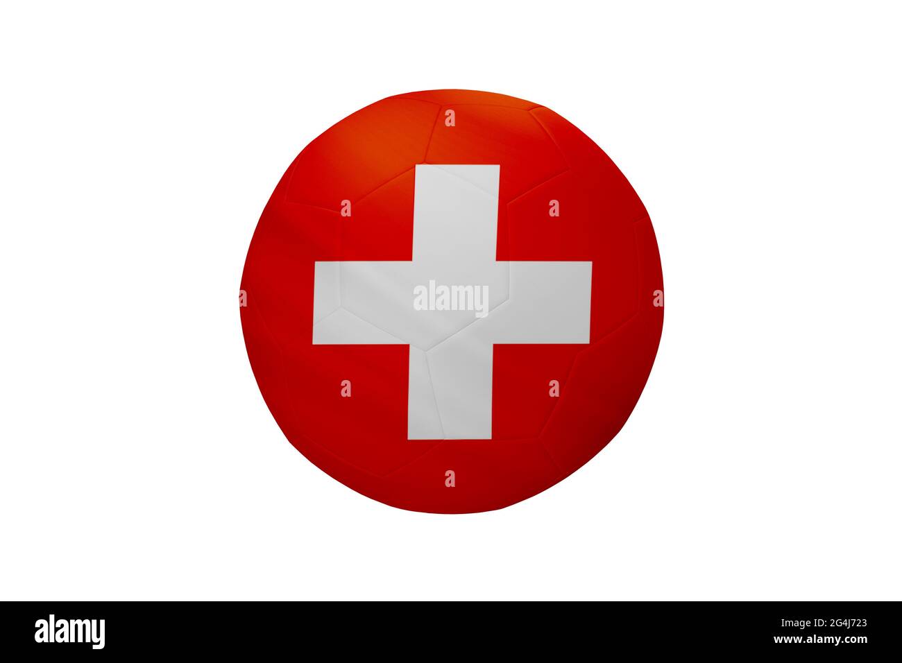 Football aux couleurs du drapeau suisse isolé sur fond blanc. Dans une image de championnat conceptuel soutenant la Suisse. Banque D'Images