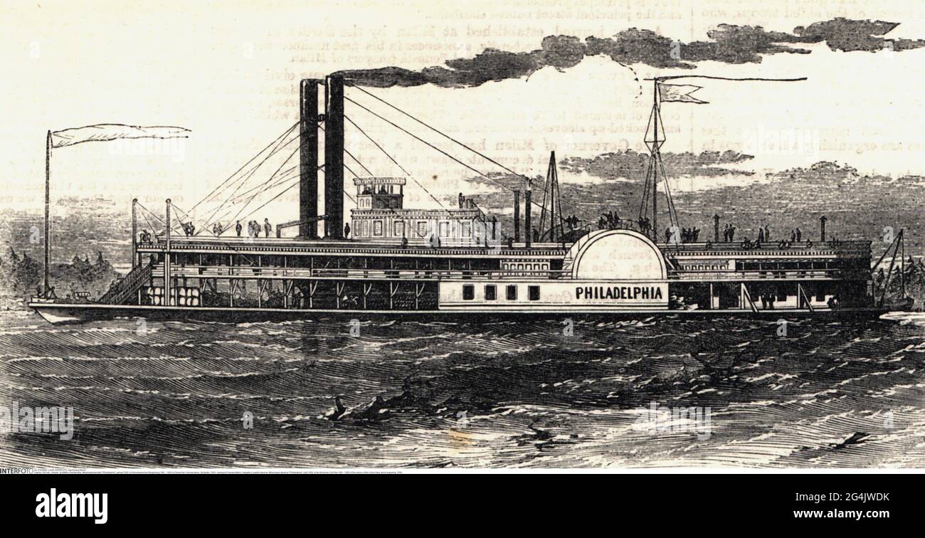 Transport / transport, navigation, bateau à vapeur à aubes, Mississippi steamer 'Philadelphie', construit en 1859, LES DROITS D'AUTEUR DE L'ARTISTE NE DOIVENT PAS ÊTRE EFFACÉS Banque D'Images