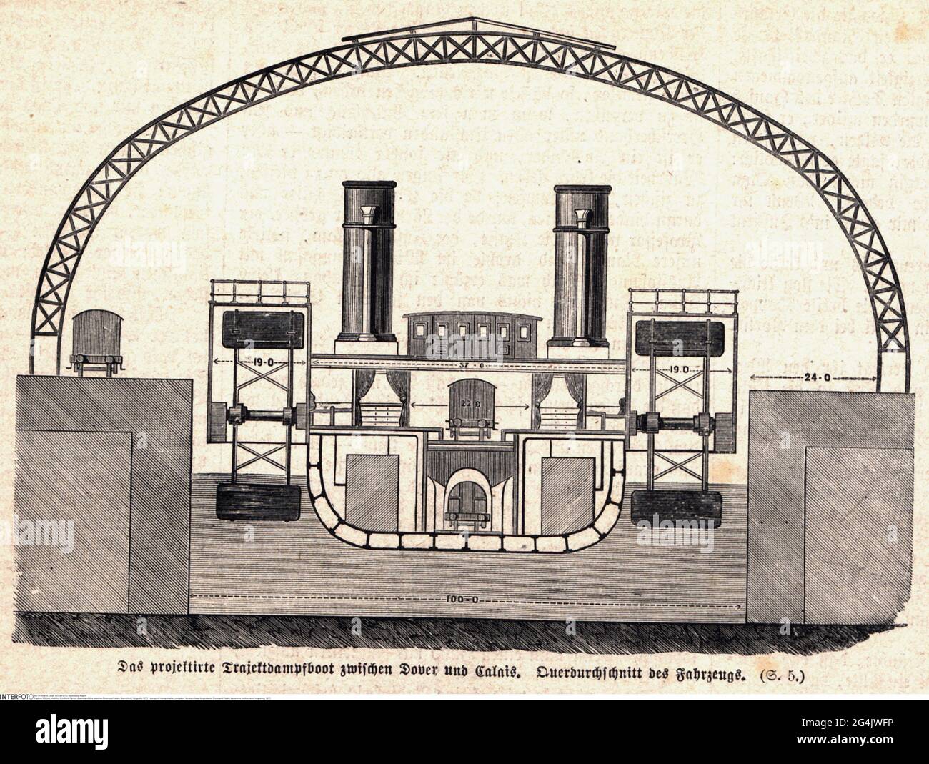 Transport / transport, navigation, ferries, ferry ferroviaire entre Douvres et Calais, section transversale, LE DROIT D'AUTEUR DE L'ARTISTE NE DOIT PAS ÊTRE AUTORISÉ Banque D'Images