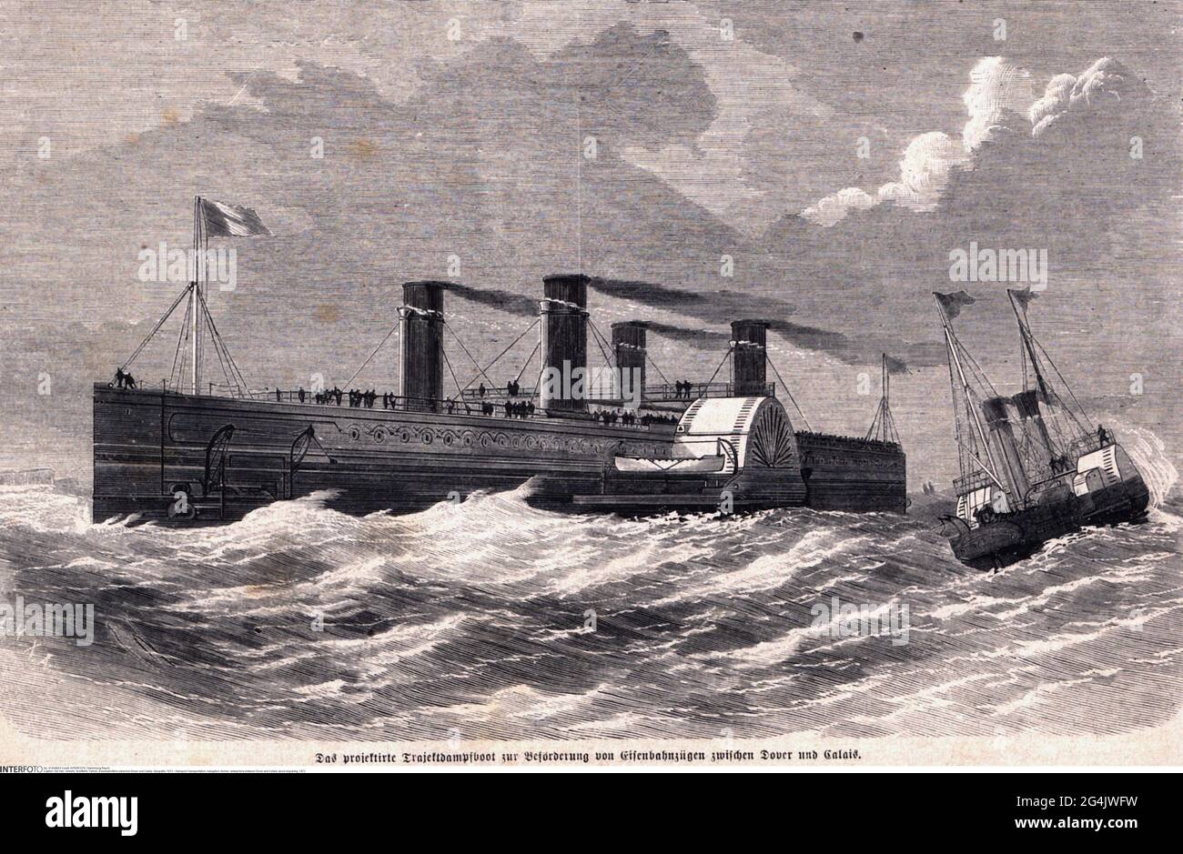 Transport / transport, navigation, ferries, ferry ferroviaire entre Douvres et Calais, gravure de bois, LE DROIT D'AUTEUR DE L'ARTISTE NE DOIT PAS ÊTRE AUTORISÉ Banque D'Images