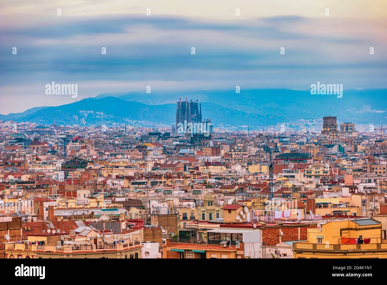 Barcelone Espagne, vue aérienne sur la ville au centre-ville Banque D'Images