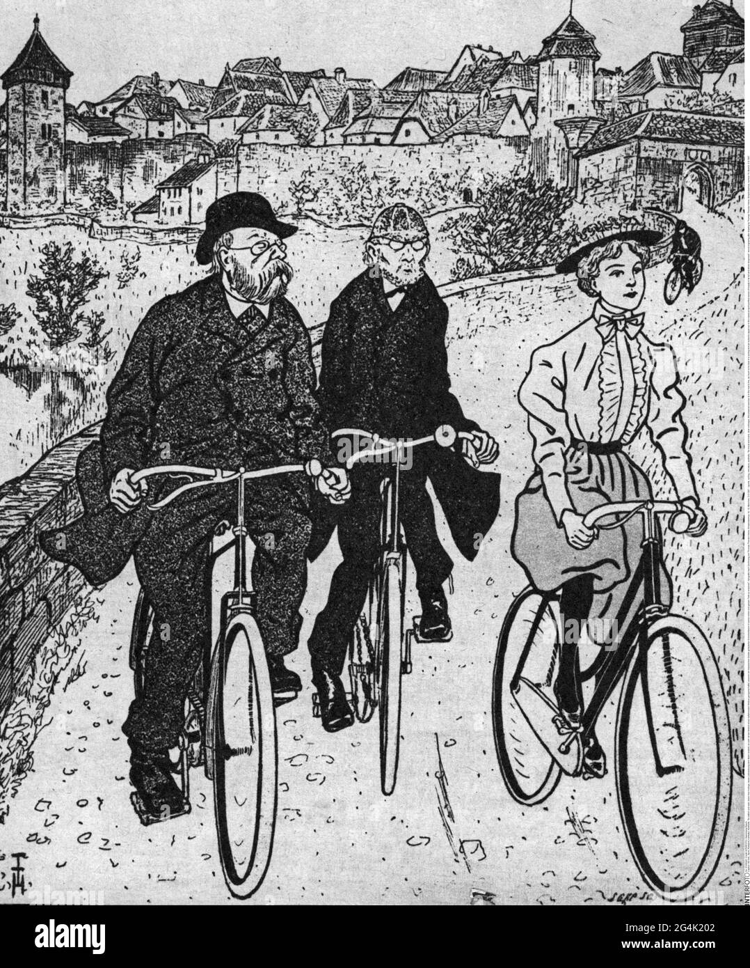 Sports, cyclisme, caricature, esthétique, "comme moral et noble, cher collègue, LE DROIT D'AUTEUR DE L'ARTISTE N'A PAS À ÊTRE AUTORISÉ Banque D'Images