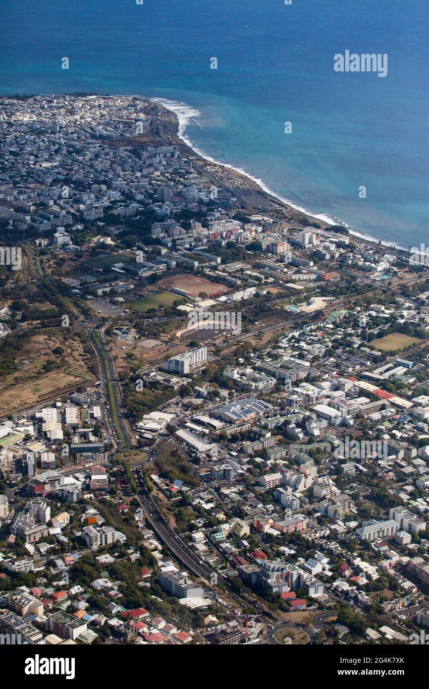 Ile de la Réunion: Vue aérienne de la ville de Saint Denis Banque D'Images