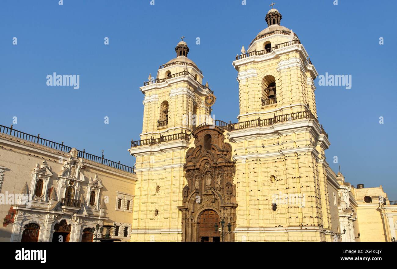 Convento de San Francisco, vue panoramique sur l'église et le monastère de San francisco à Lima, Pérou Banque D'Images