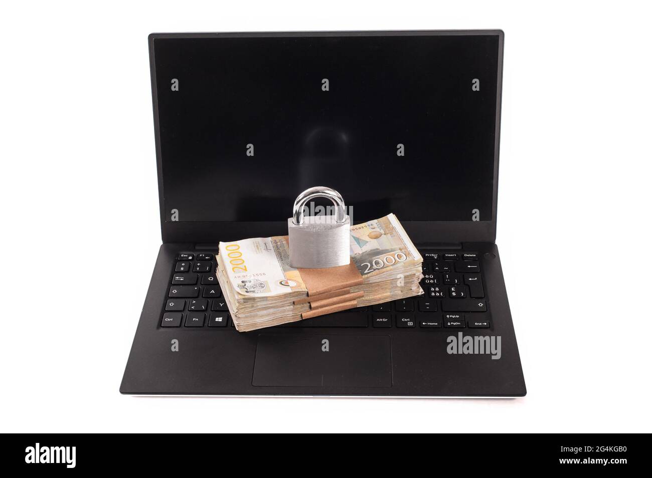 Cybercriminalité. Internet cyber-sécurité concept avec un cadenas sur ordinateur portable. Ransomware, Malware, crypter et piratage. Concept de sécurité des données Banque D'Images