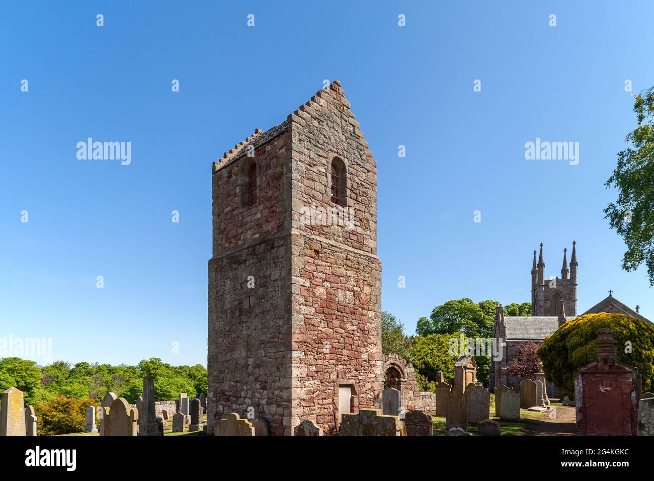 Ancienne tour de dovecote dans le vieux chantier naval, église paroissiale de Stenton, Lothian est, Écosse Banque D'Images