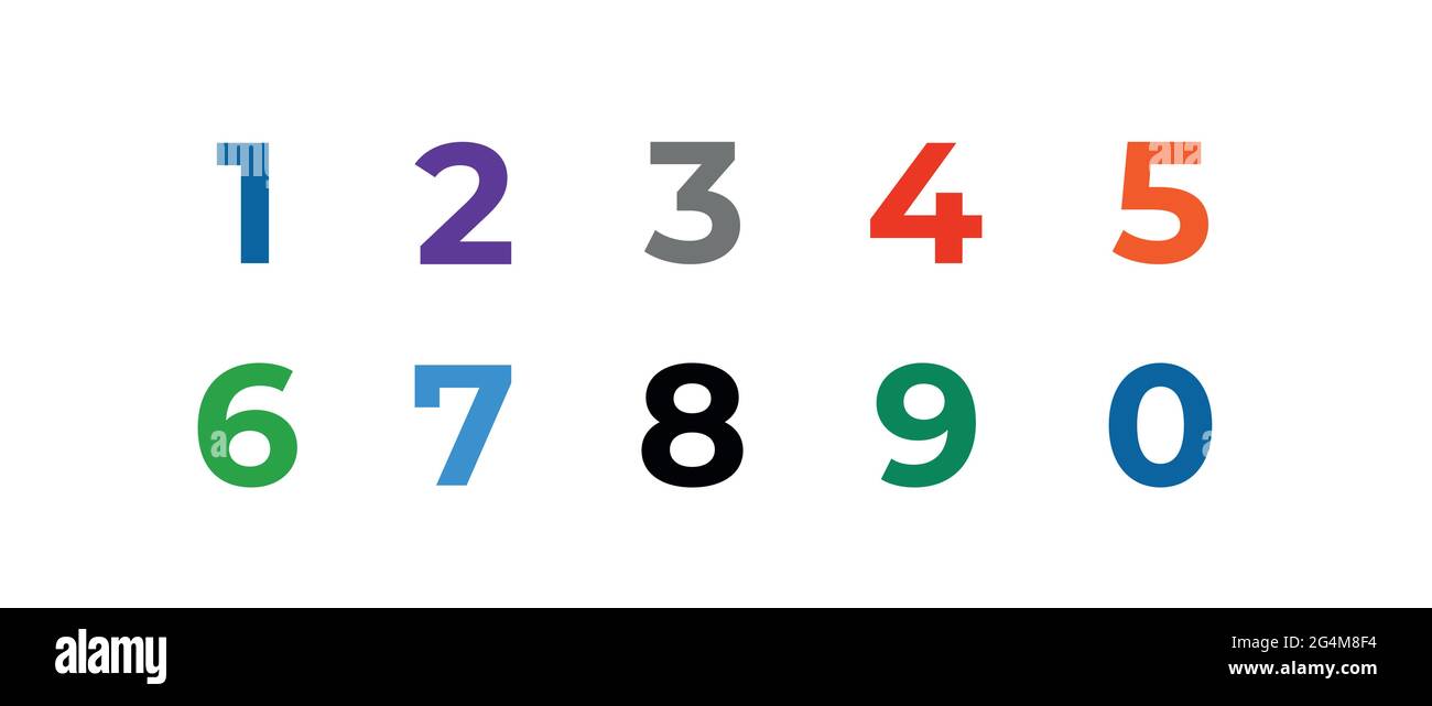 Chiffres colorés sur fond blanc. Vecteur isolé. Illustration vectorielle Doodle. Illustration de Vecteur