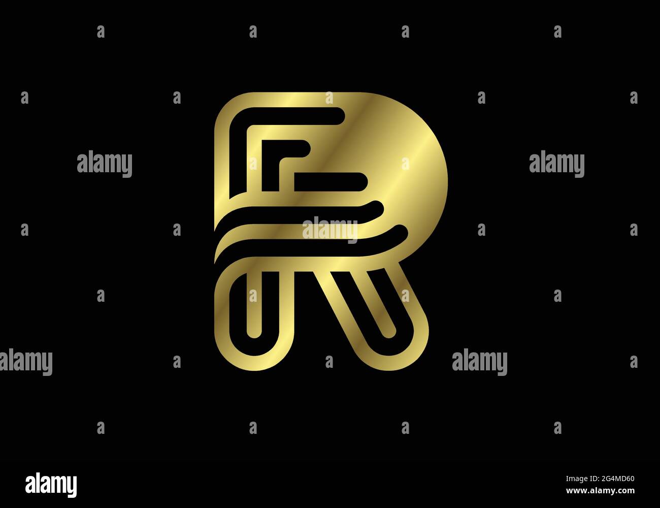 Lettre majuscule d'or R. symbole alphabétique graphique pour logo, affiche, invitation. Illustration vectorielle Illustration de Vecteur