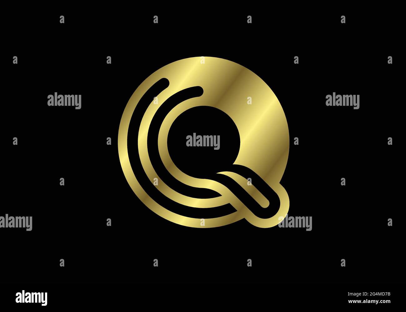 Lettre majuscule d'or Q. symbole alphabétique graphique pour logo, affiche, invitation. Illustration vectorielle Illustration de Vecteur