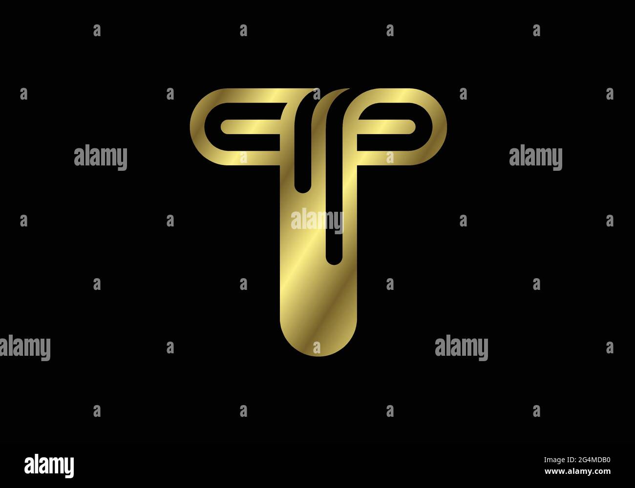 Lettre majuscule dorée T. symbole alphabétique graphique pour logo, affiche, invitation. Illustration vectorielle Illustration de Vecteur