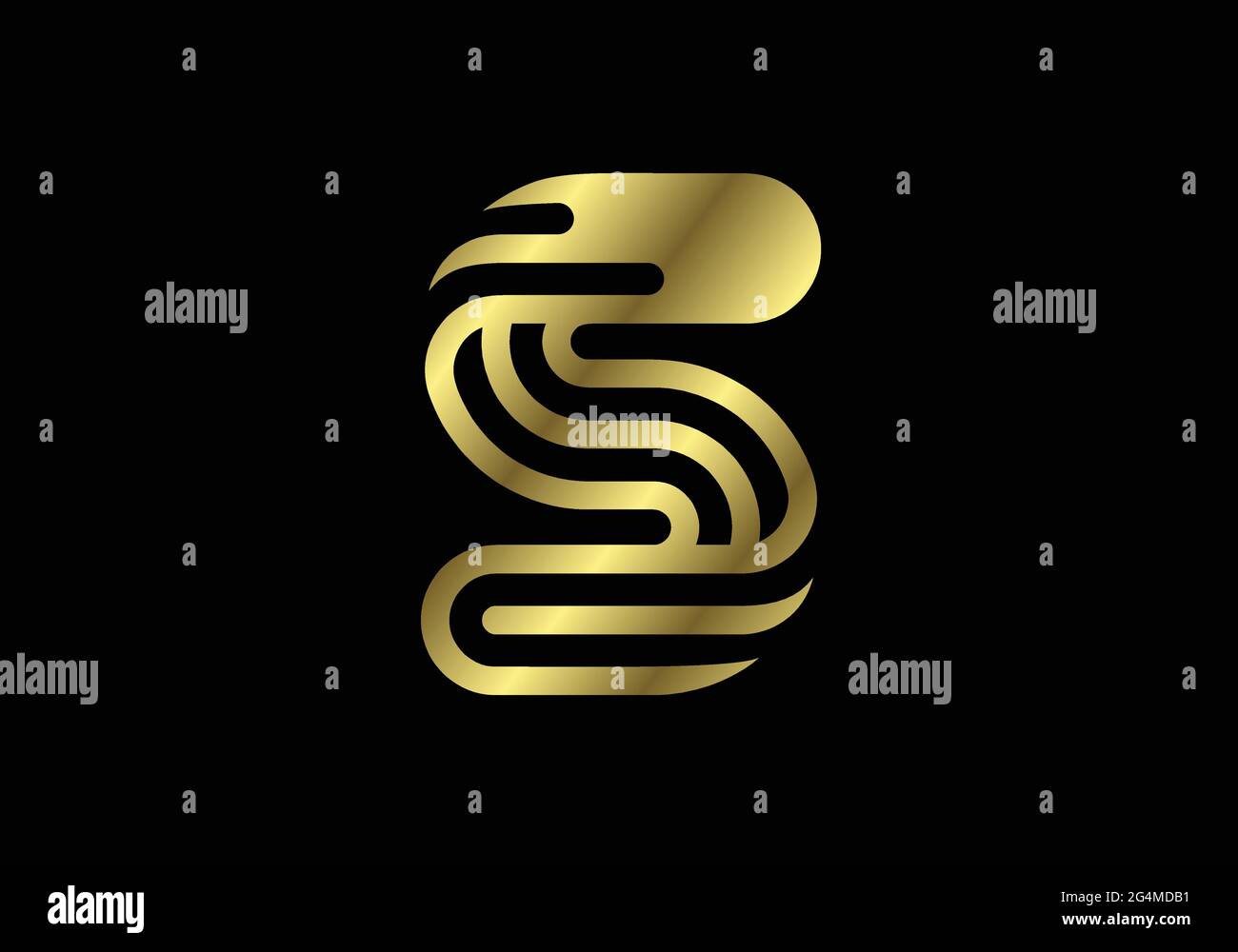 Lettre majuscule dorée S. symbole alphabétique graphique pour logo, affiche, invitation. Illustration vectorielle Illustration de Vecteur