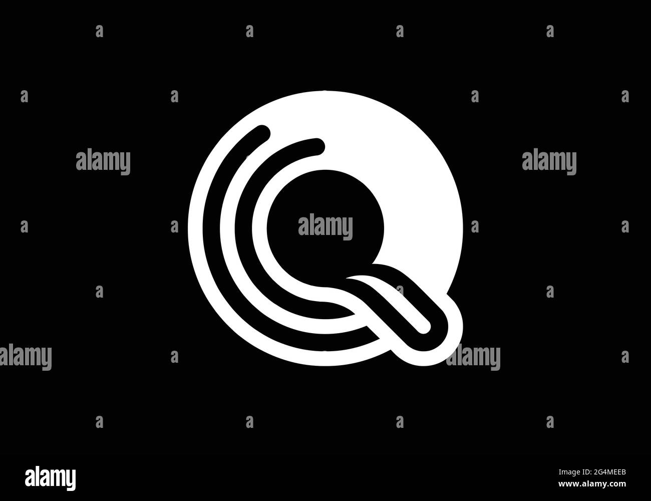 Lettre majuscule blanche Q. symbole alphabétique graphique pour logo, affiche, invitation. Illustration vectorielle Illustration de Vecteur