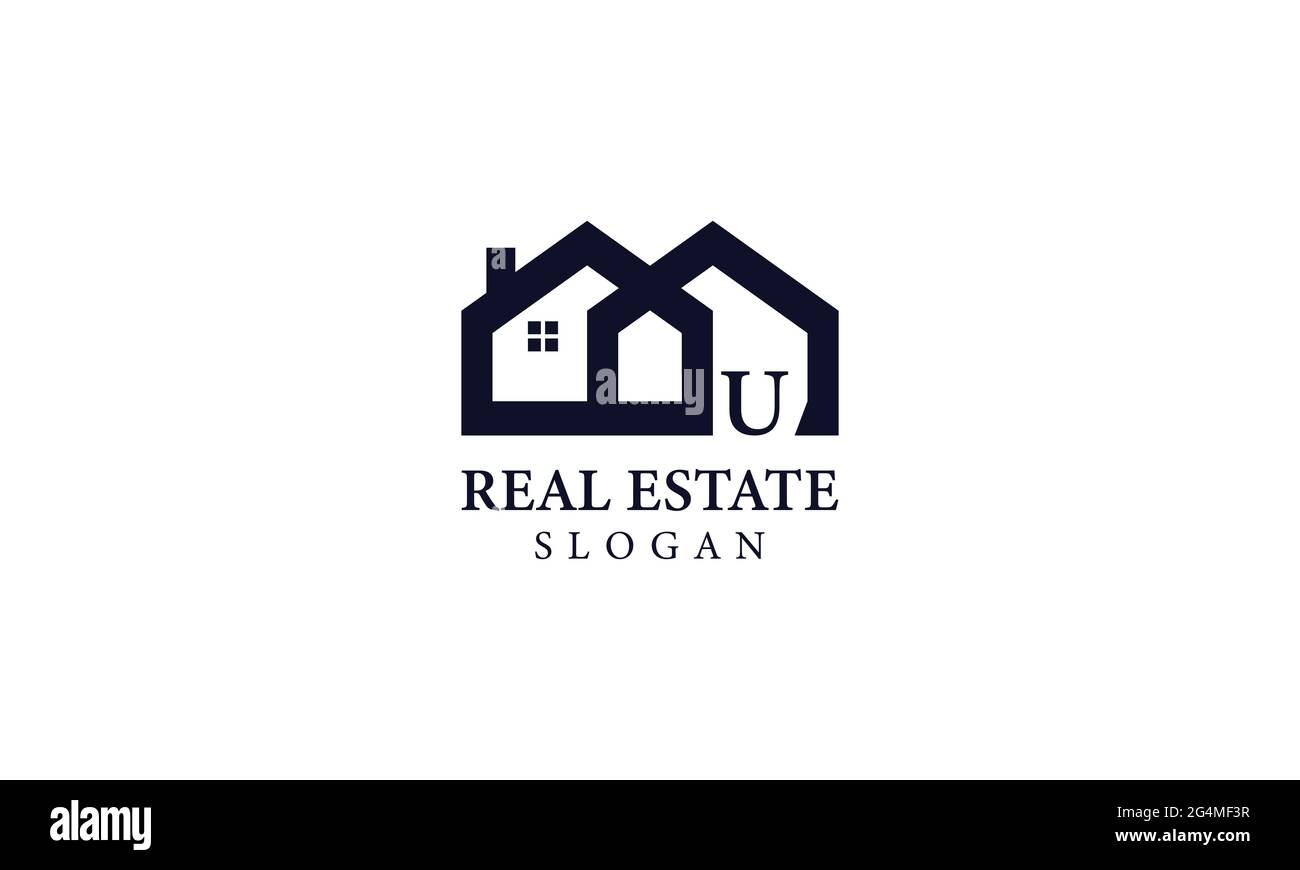 Alphabet U Real Estate Monogram Vector logo Design, Letter U House Icon Template Illustration de Vecteur