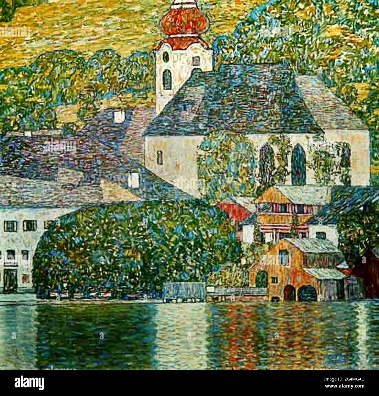 Œuvre d'art Gustav Klimt intitulée Église d'Unterach. Banque D'Images