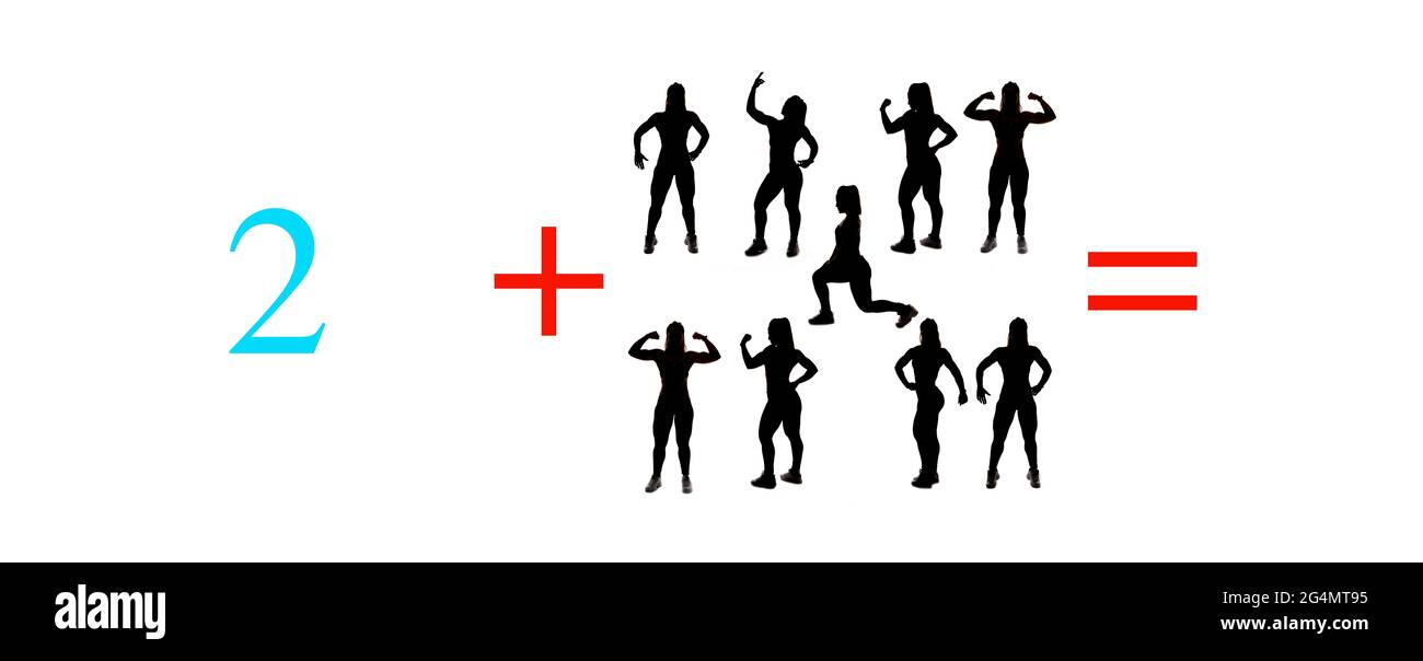 Calcul mathématique simple avec des objets et des personnes ; problèmes de calcul arithmétique. Soustraction simple pour apprendre les mathématiques. Banque D'Images