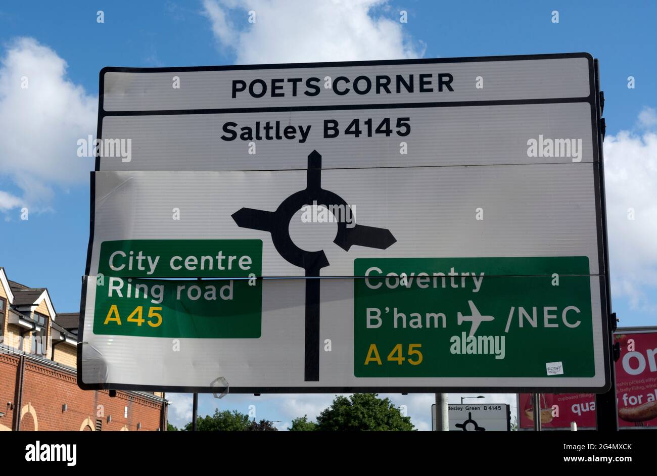 Panneau de route Poets Corner, Golden Hillock Road, Small Heath, Birmingham, West Midlands, Angleterre, Royaume-Uni Banque D'Images