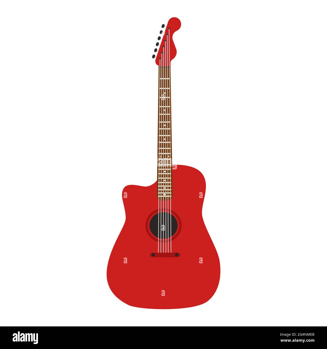 Instrument de musique de guitare acoustique avec icône de vecteur de chaîne.  Musique rétro équipement guitare son. Élément en bois blanc isolé sur  couleur rouge. Vintage si Image Vectorielle Stock - Alamy