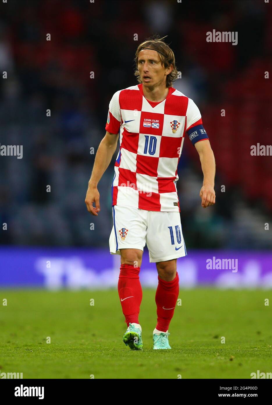 Hampden Park, Glasgow, Royaume-Uni. 22 juin 2021. Championnat d'Europe de football 2020, Ecosse contre Croatie; Luka Modric de Croatie se met en attaque avant de marquer pour Croatie crédit: Action plus Sports/Alamy Live News Banque D'Images