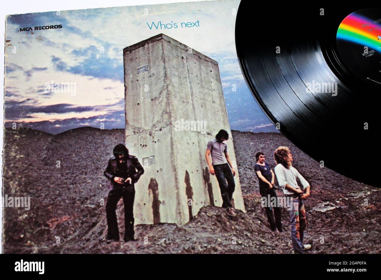 English Rock and Hard Rock band, l'album de musique de l'OMS sur disque vinyle LP. Intitulé : couverture de l'album Who's Next Banque D'Images