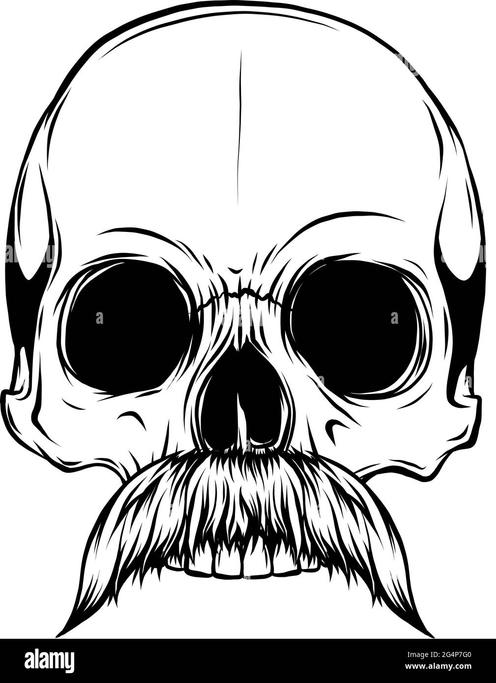 Illustration vectorielle du crâne humain avec moustache Illustration de Vecteur