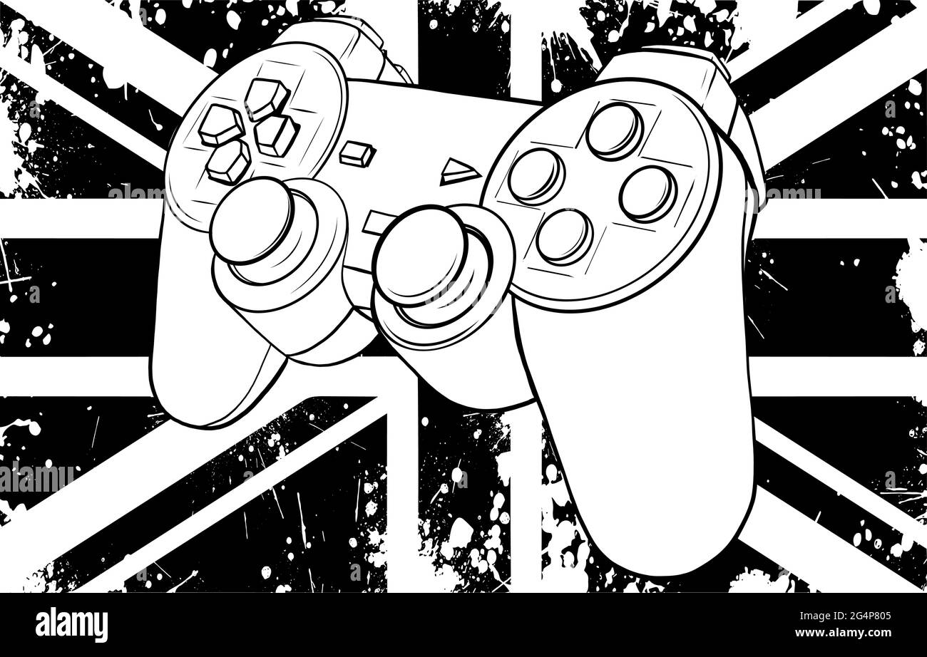 Manette de jeu avec illustration vectorielle drapeau anglais Illustration de Vecteur