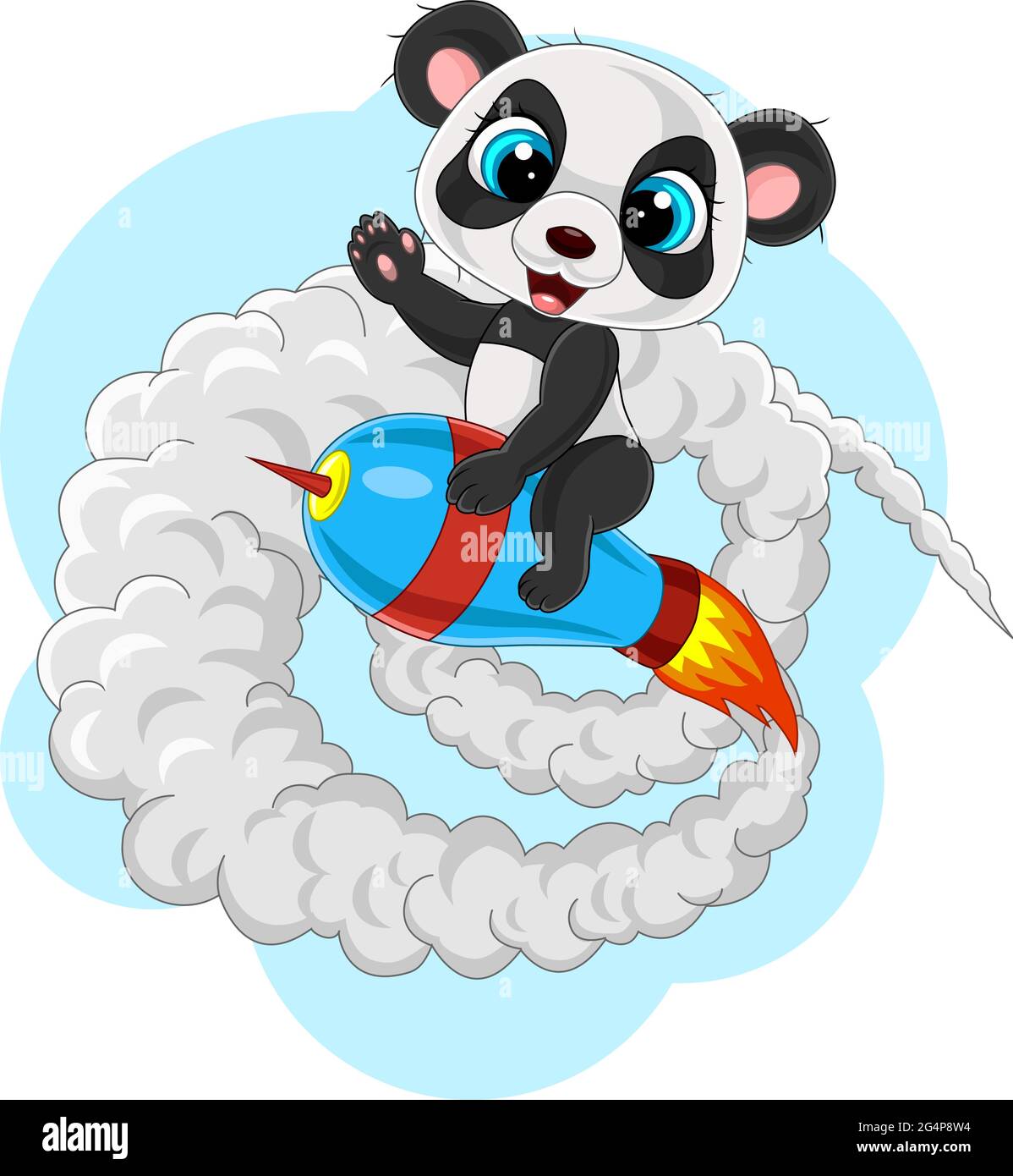 Dessin animé bébé panda à la fusée Illustration de Vecteur