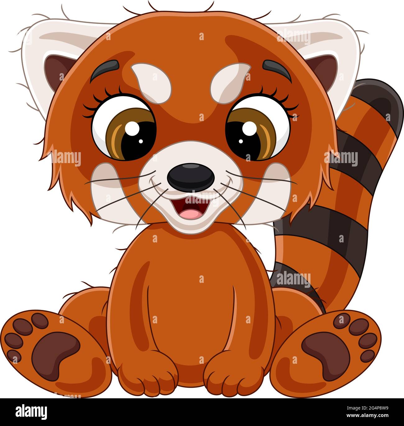 Dessin Anime Mignon Bebe Rouge Panda Assis Image Vectorielle Stock Alamy
