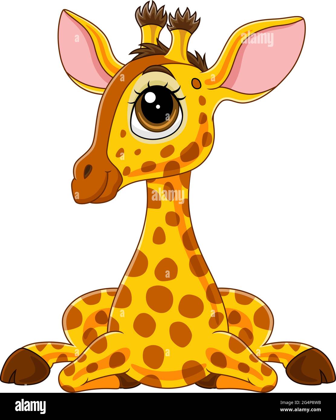 Dessin animé mignonne girafe bébé assis Illustration de Vecteur