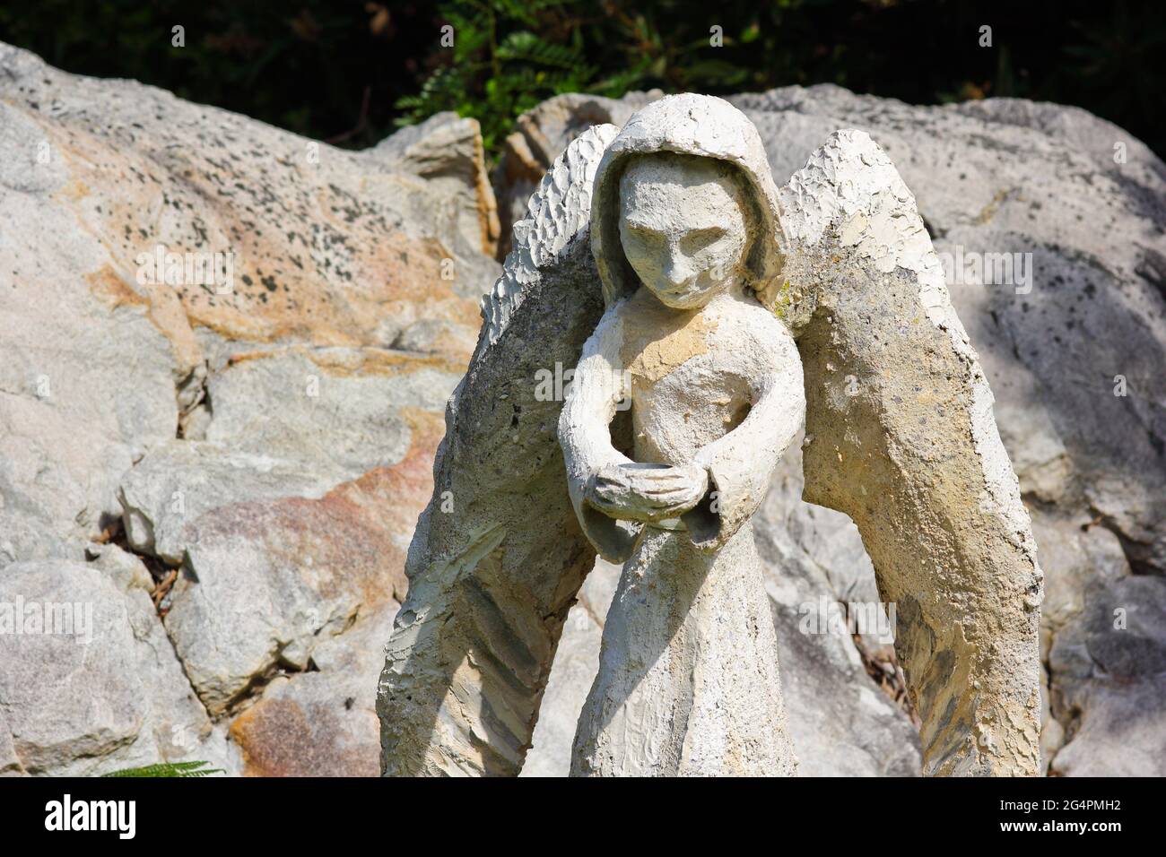 Bercling Angel Garden ornement Cement Sculpture Banque D'Images