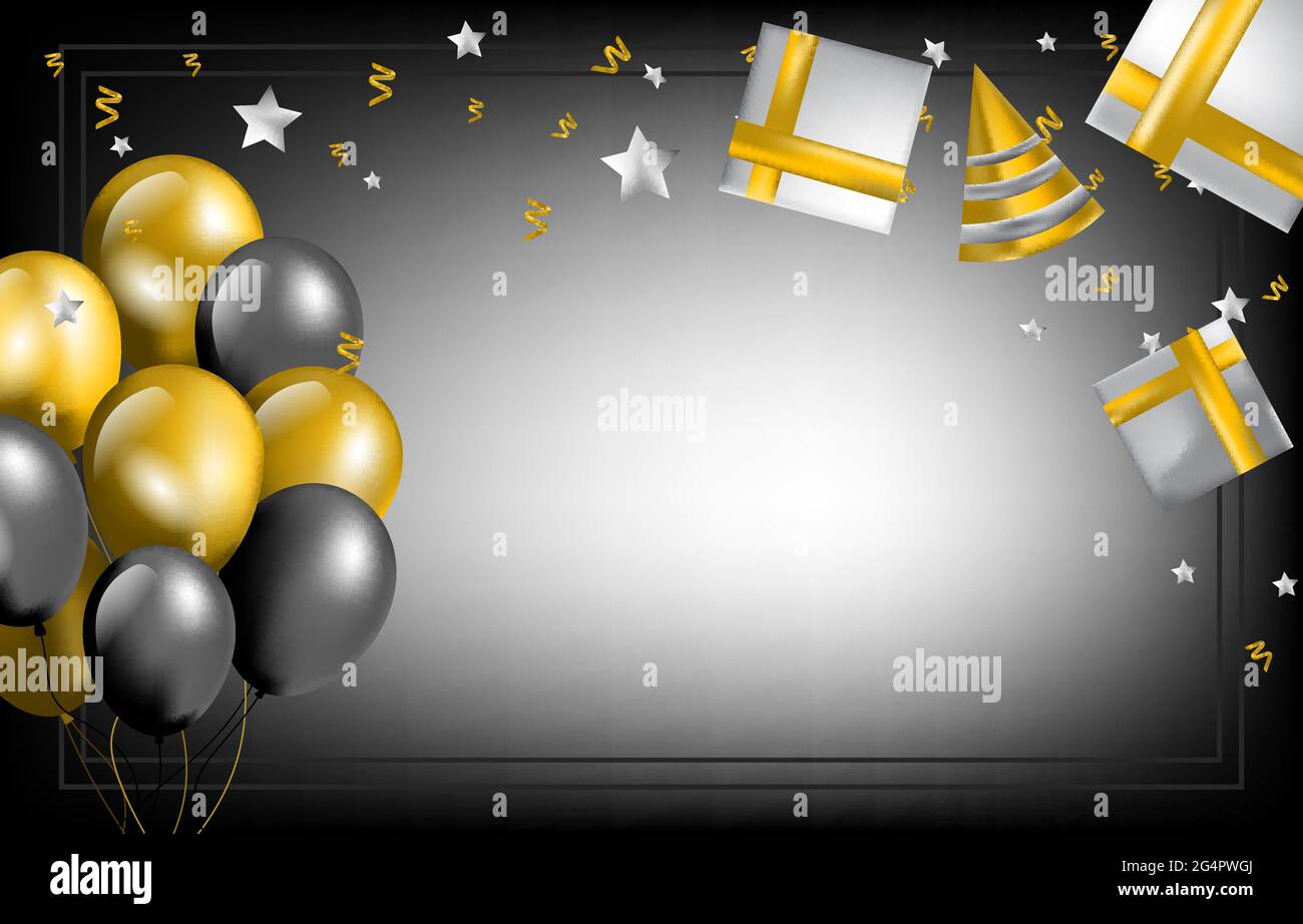 Ballon surprise helium anniversaire 60 ans noir et argent