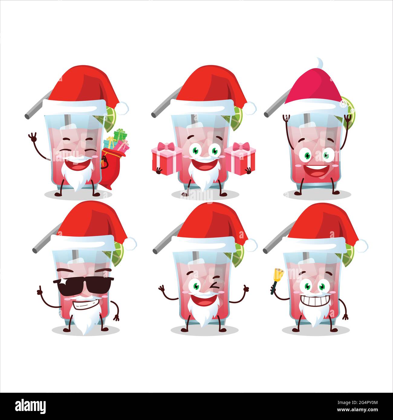 Émoticônes du Père Noël avec personnage de dessin animé hawaiian Sea Breeze. Illustration vectorielle Illustration de Vecteur