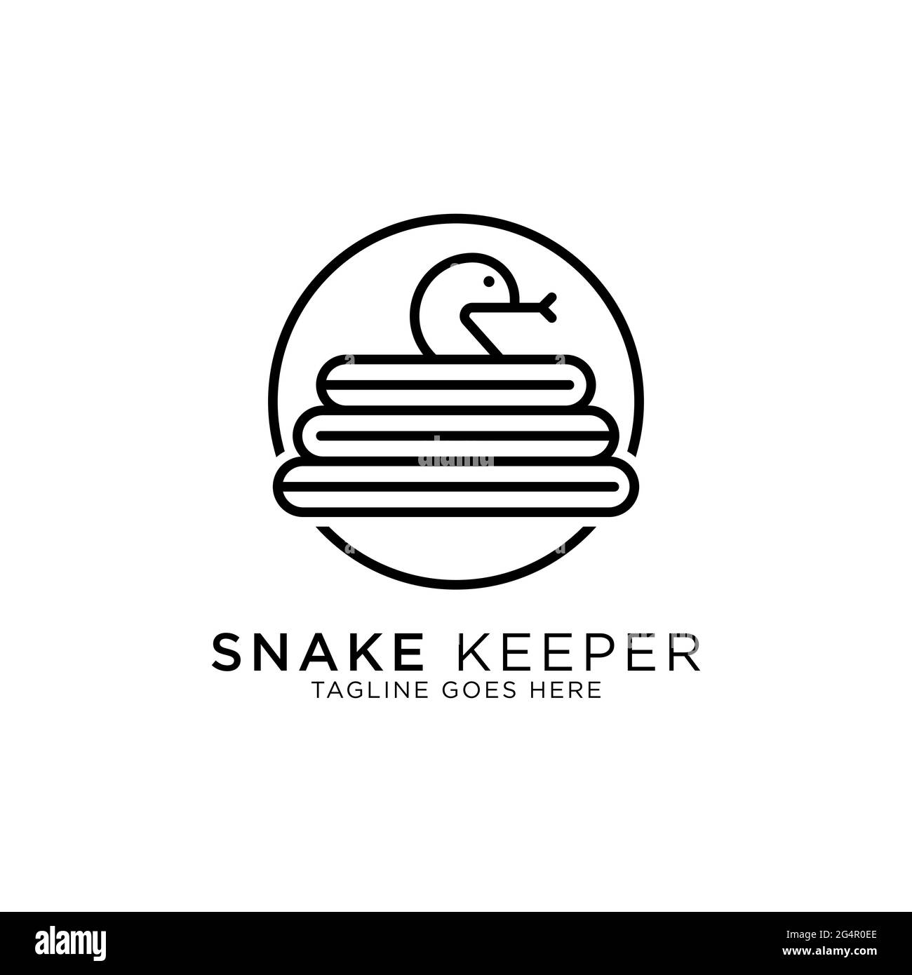 snake keeper line art logo design vector, idéal pour les inspirations de logo animal de compagnie ou animal Illustration de Vecteur