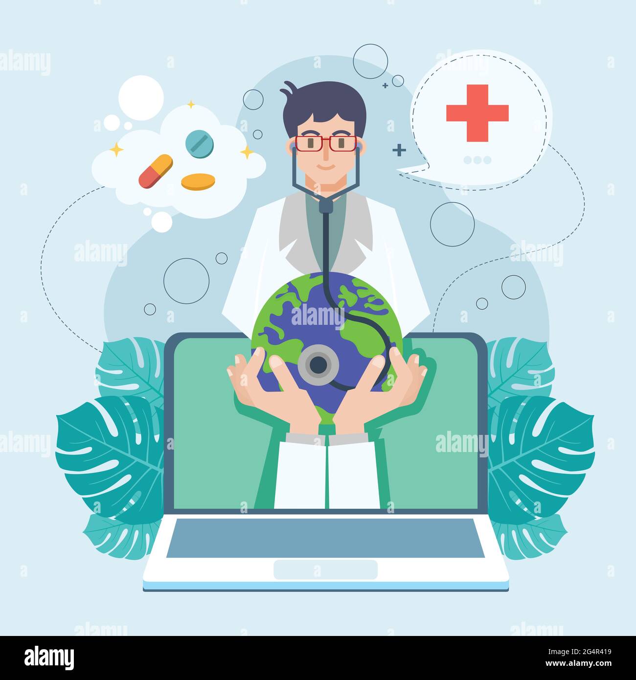 L'illustration de la Journée des médecins indique le service des médecins en ligne Illustration de Vecteur