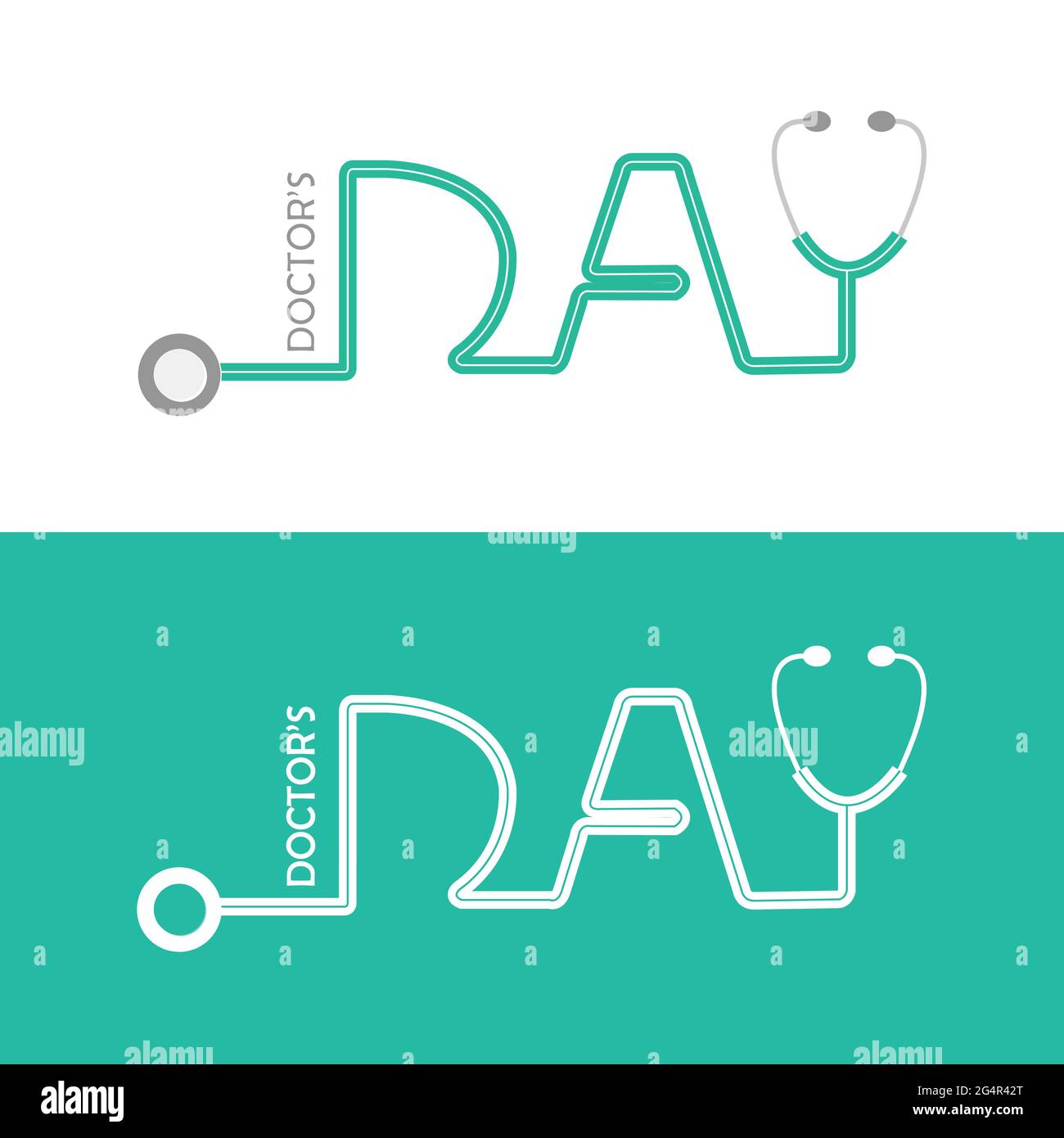 Logo typographique des médecins de jour en deux variantes de couleur Illustration de Vecteur
