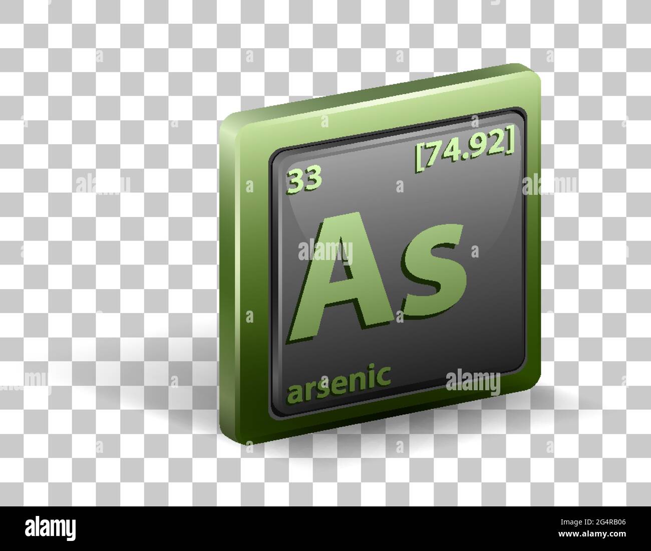 Élément chimique arsenic. Symbole chimique avec numéro atomique et masse atomique. Illustration Illustration de Vecteur