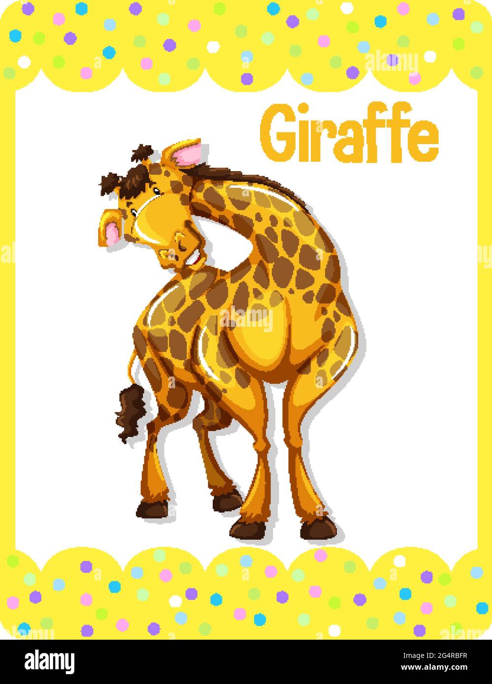 Fiche de vocabulaire avec illustration du mot Giraffe Illustration de Vecteur