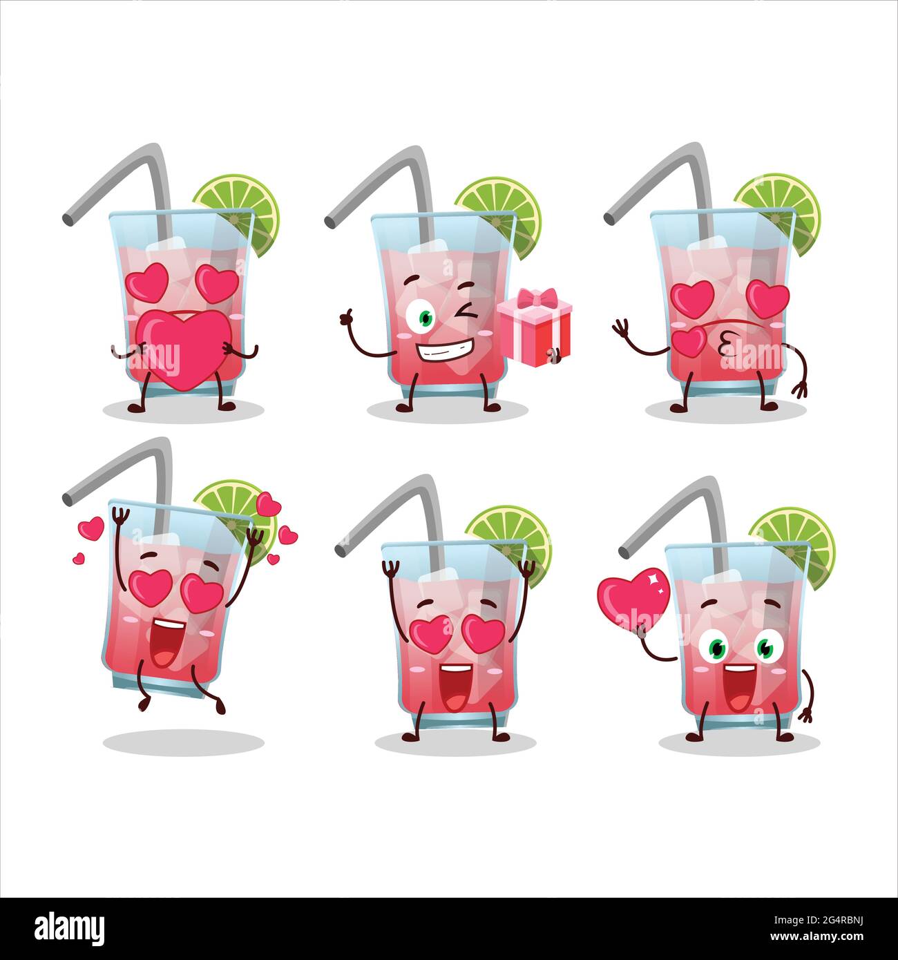 Personnage de dessin animé Hawaiian Sea Breeze avec amour adorable émoticône. Illustration vectorielle Illustration de Vecteur