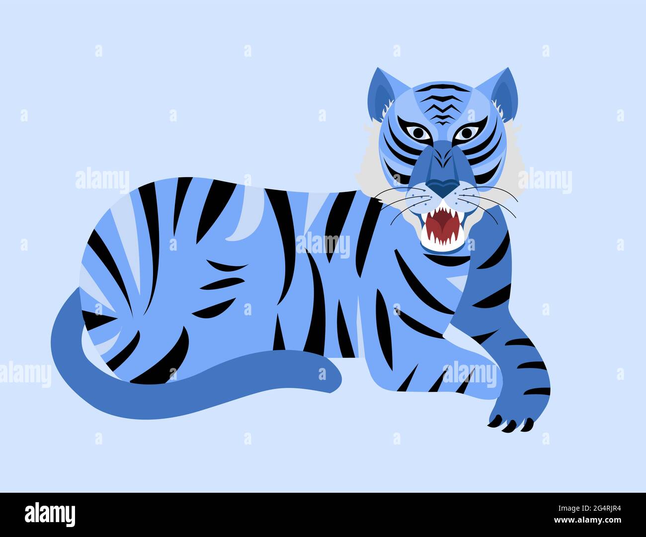 Bleu eau tigre zodiaque. Année du Tigre nouvel an chinois 2022. Illustration vectorielle Illustration de Vecteur