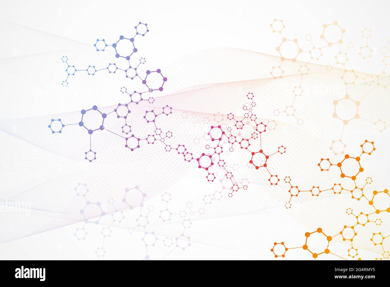 Science network pattern, la connexion de lignes et points. La structure moléculaire de la technologie d'hexagones ou connecter deux éléments Illustration de Vecteur