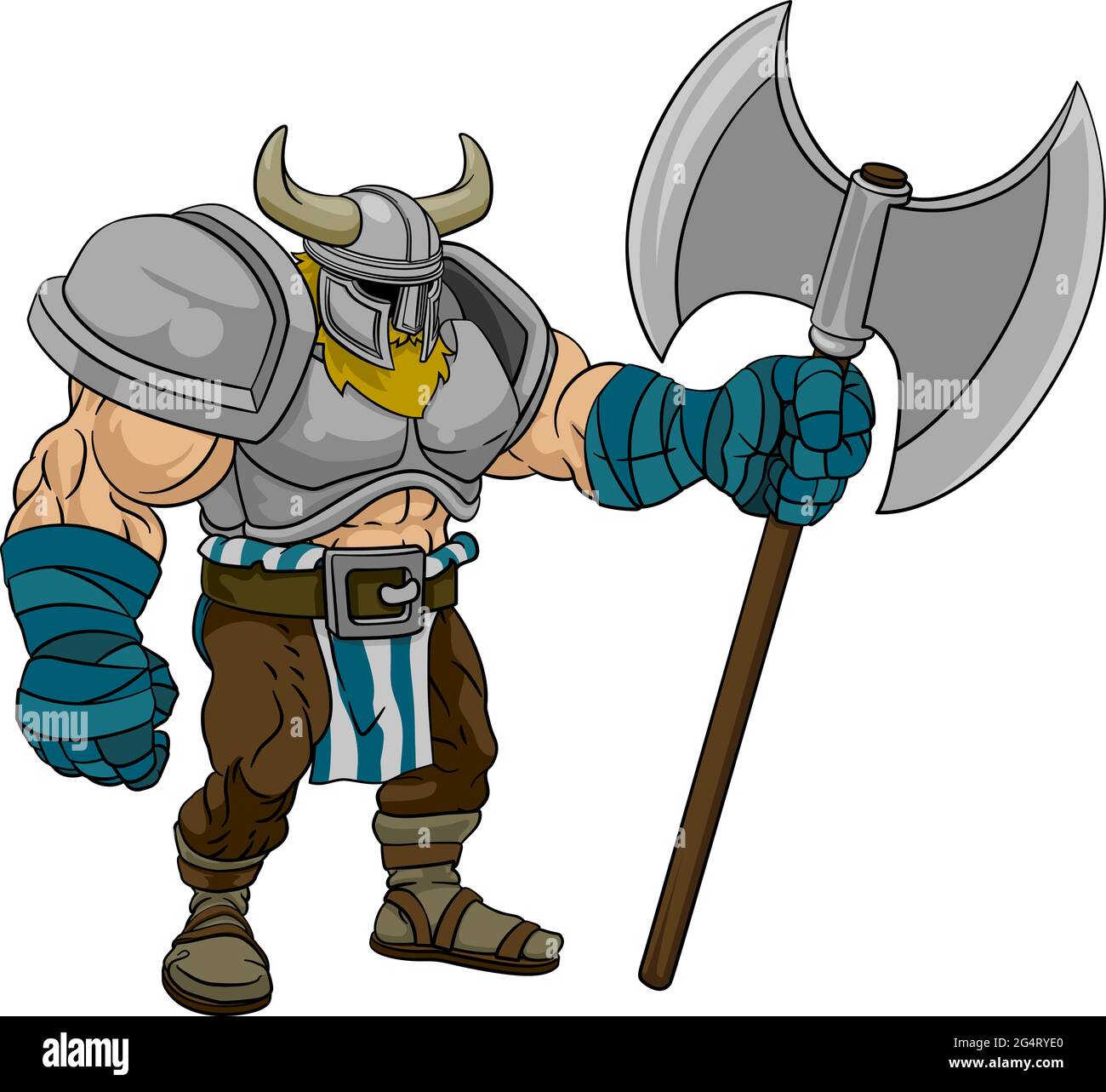 Viking Warrior Barbarian Gladiator Cartoon Man Illustration de Vecteur